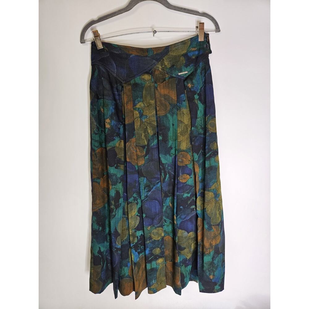 Vintage Geiger of Austria Pleated Midi Skirt 100 % Wool Paisley Size S (38)